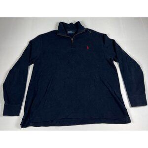 Polo Ralph Lauren Men XL Navy Blue Estate Rib 1/4 Zip Pullover Cotton Sweater